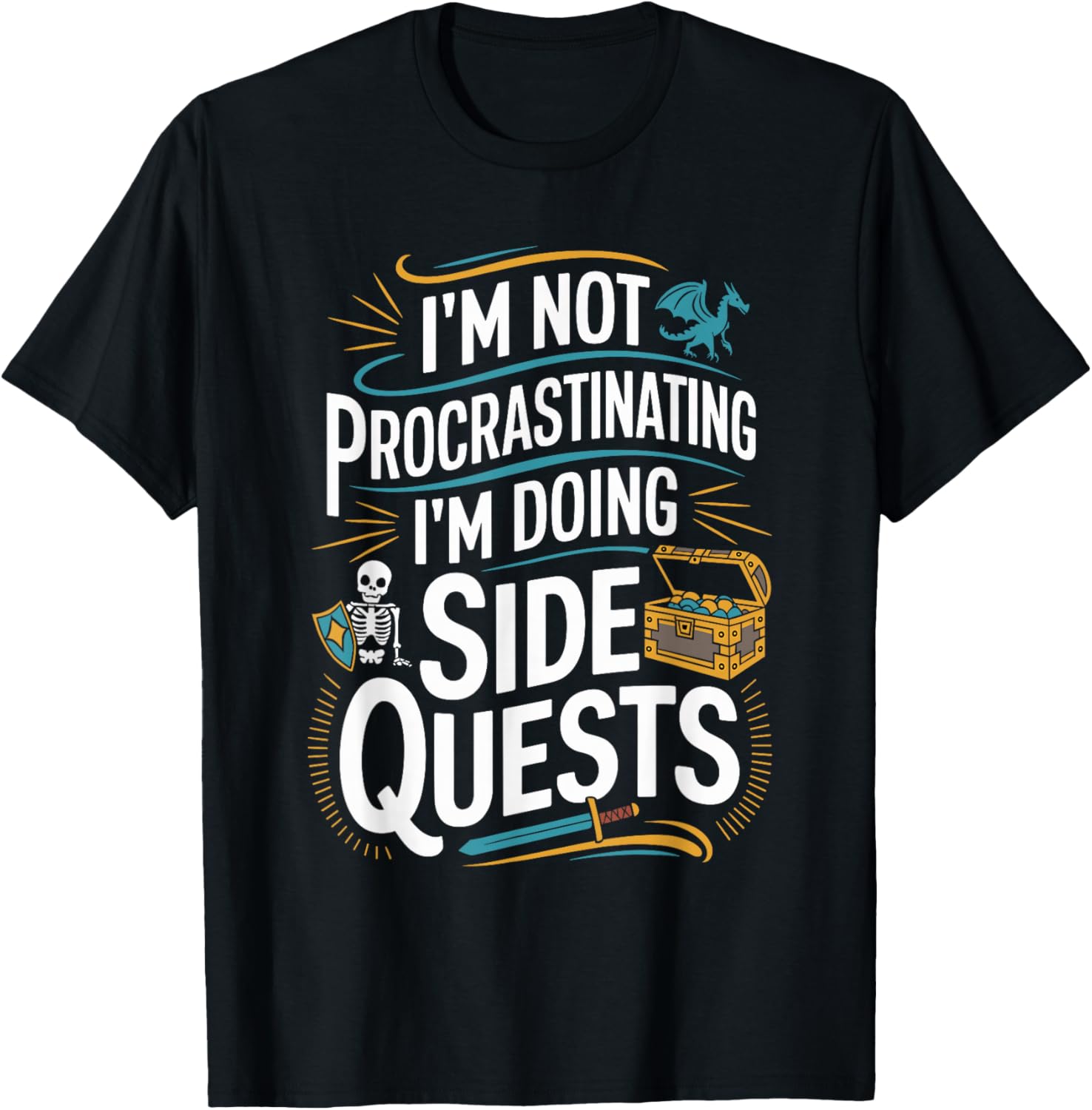 Unisex-Adult Black Modern Classic T-Shirt Small Short Sleeve Crew Neck Humorous Gaming Graphic Lightweight