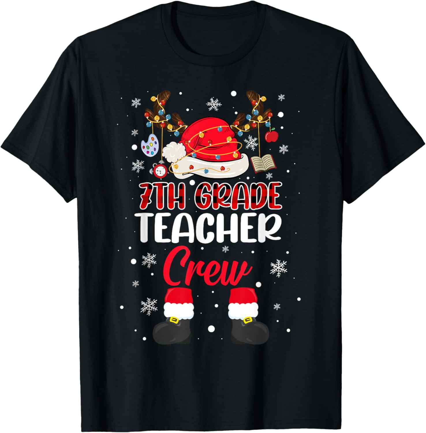 7th Grade Teacher Xmas Crew Santa Matching Pajamas Men Women T-Shirt