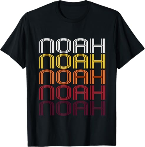 Noah Retro Wordmark Pattern - Vintage Style T-shirt T-Shirt Black,Sapphire Blue,Pink Heather,Olive Heather,Purple Heather,Red Heather,Burgundy,Brown