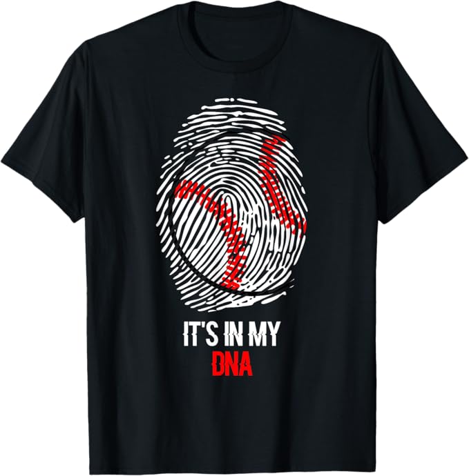 Funny Baseball It's in my DNA Fingerprint T-Shirt