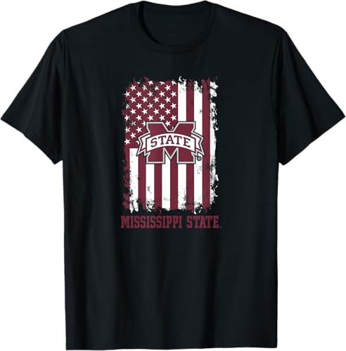 Camiseta patriótica retro con bandera estadounidense de los Mississippi State Bulldogs, Negro -