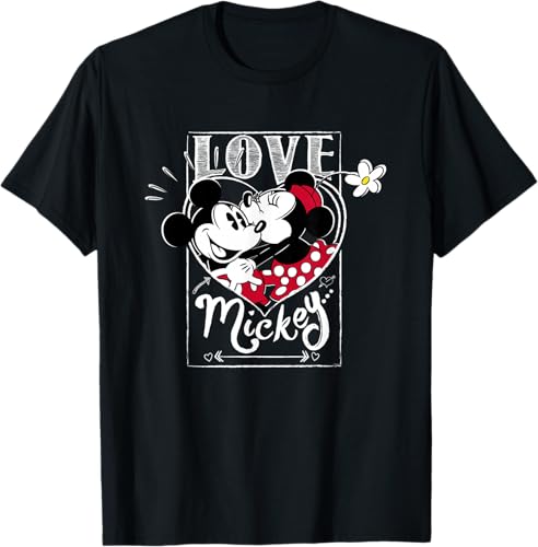 Disney Mickey Minnie Mouse Love Mickey Camiseta para el día de San Valentín Negro -