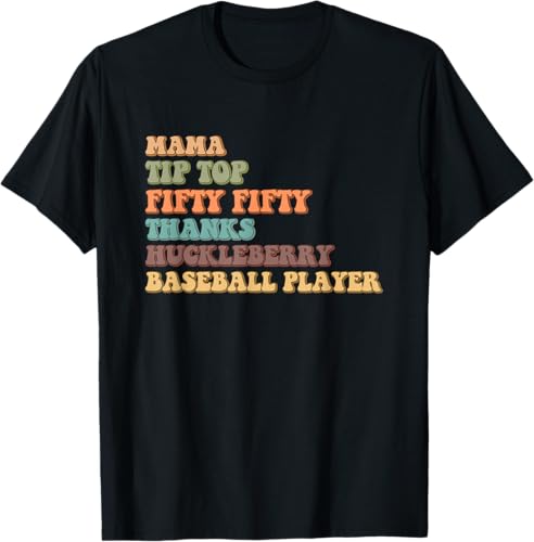 Mama Tip-Top Fifty Fifty Thanks Huckleberry - Camiseta de béisbol, Negro -