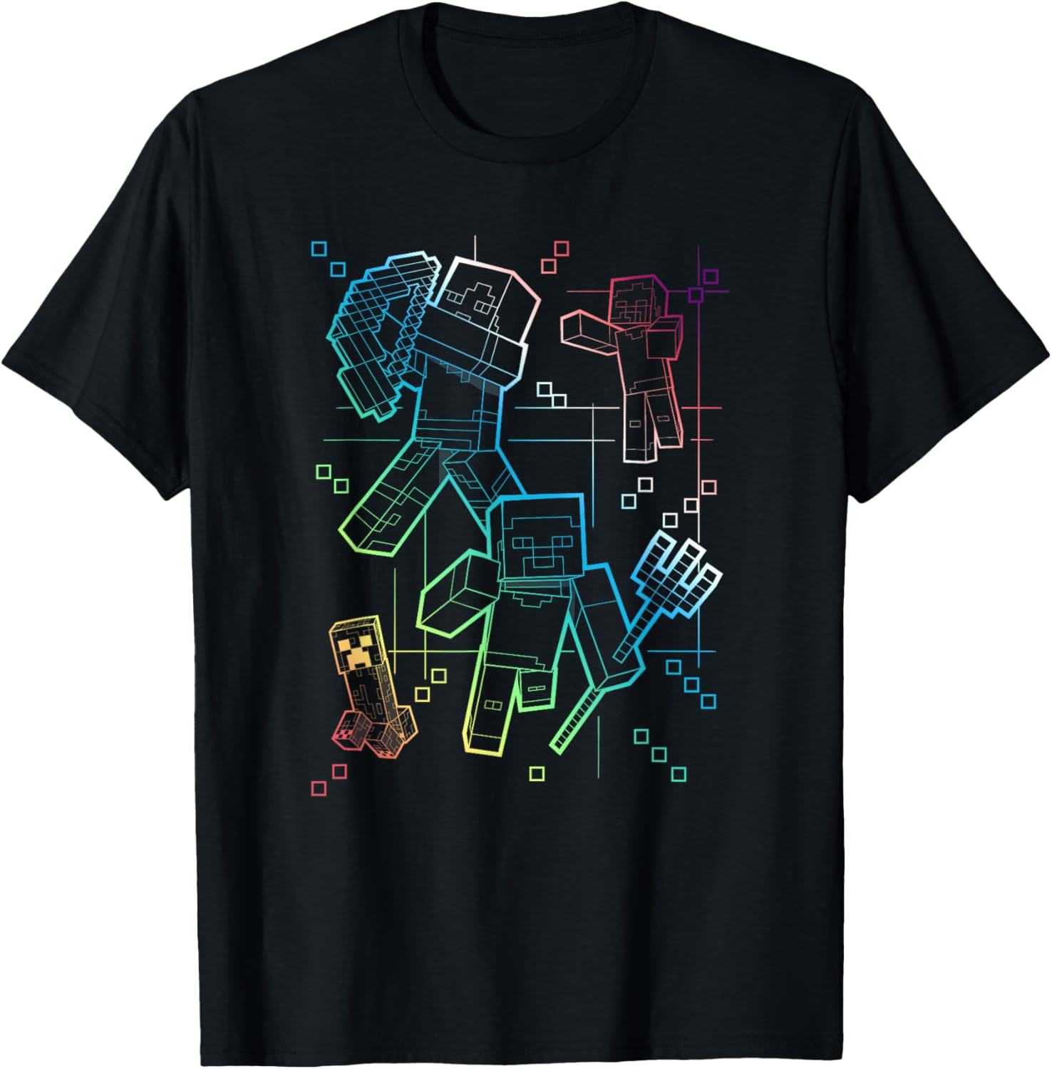Minecraft Group Shot Rainbow Collage T-Shirt Minecraft Group Shot Rainbow Collage T-Shirt