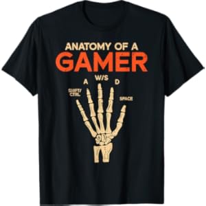 Anatomy Of A Gamer Skeleton Hand Funny Men Boys Kids Teens T-Shirt