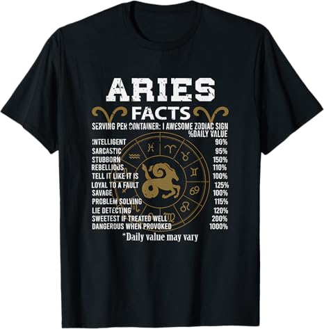 Aries Facts Zodiac Sign T-Shirt