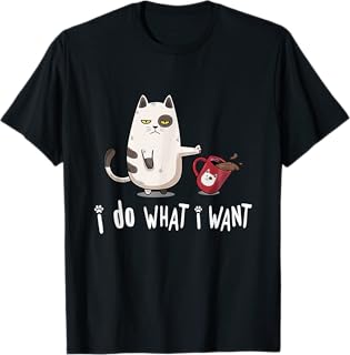 Meow I Do What I Want Vintage Black Cat Red Cup Funny My Cat T-Shirt