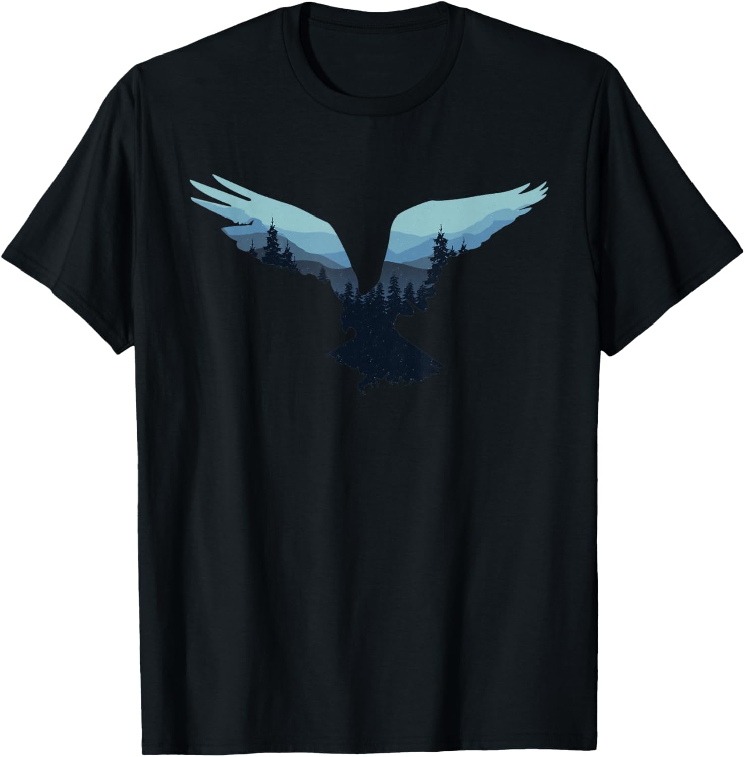 Beautiful Flying Eagle Night Sky Forest Bird Silhouette T-Shirt