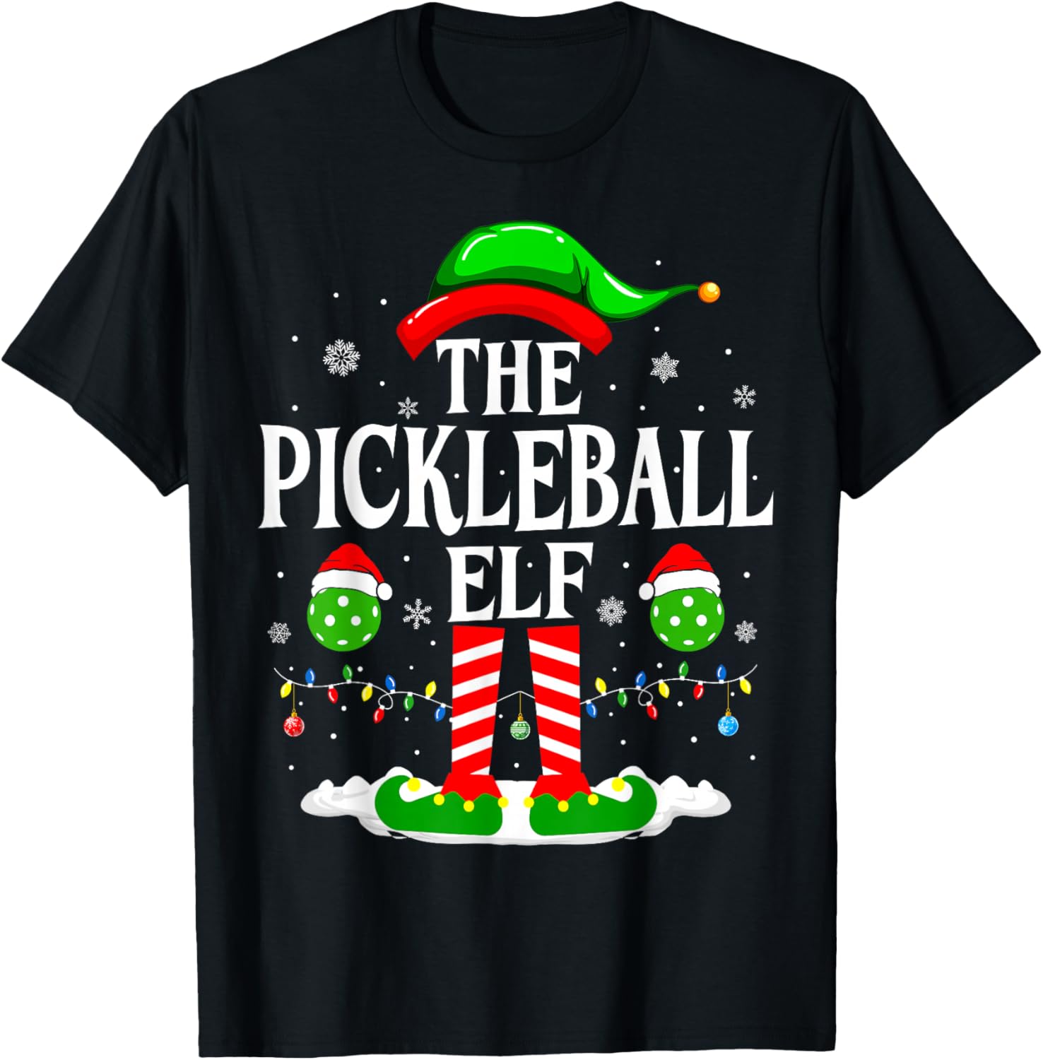 The Pickleball Elf Funny Matching Xmas Pickleball Christmas T-Shirt