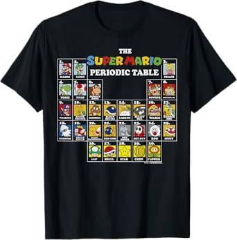 Super Mario Periodic Table Of Characters Graphic T-Shirt