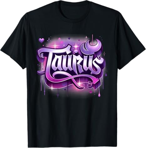 Pink & Purple Taurus Zodiac Star Sign T-Shirt