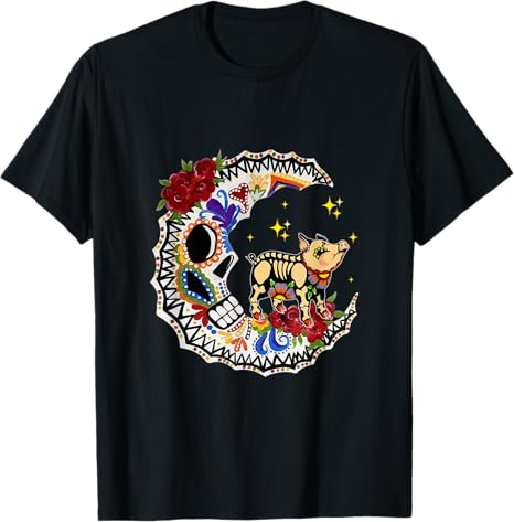 Halloween Sugar Skull Pig and Moon
