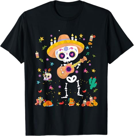 Dia De Los Muertos TShirt Boy Skeleton Sugar Skull