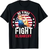 Vintage No Kings Fight Oligarchy Woman's Girl America Flag T-Shirt