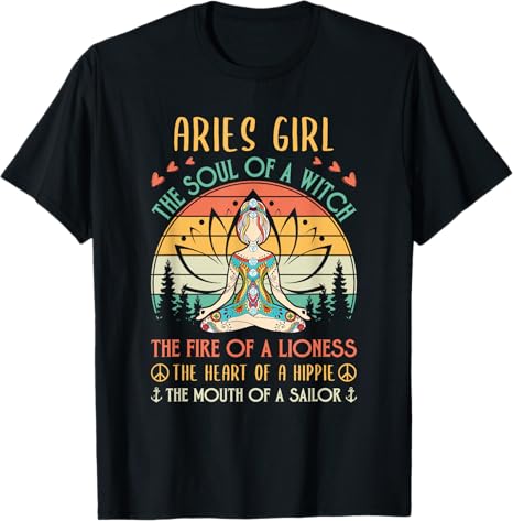 Aries Girl Witch Lioness Hippie Sailor Zen Zodiac T-Shirt