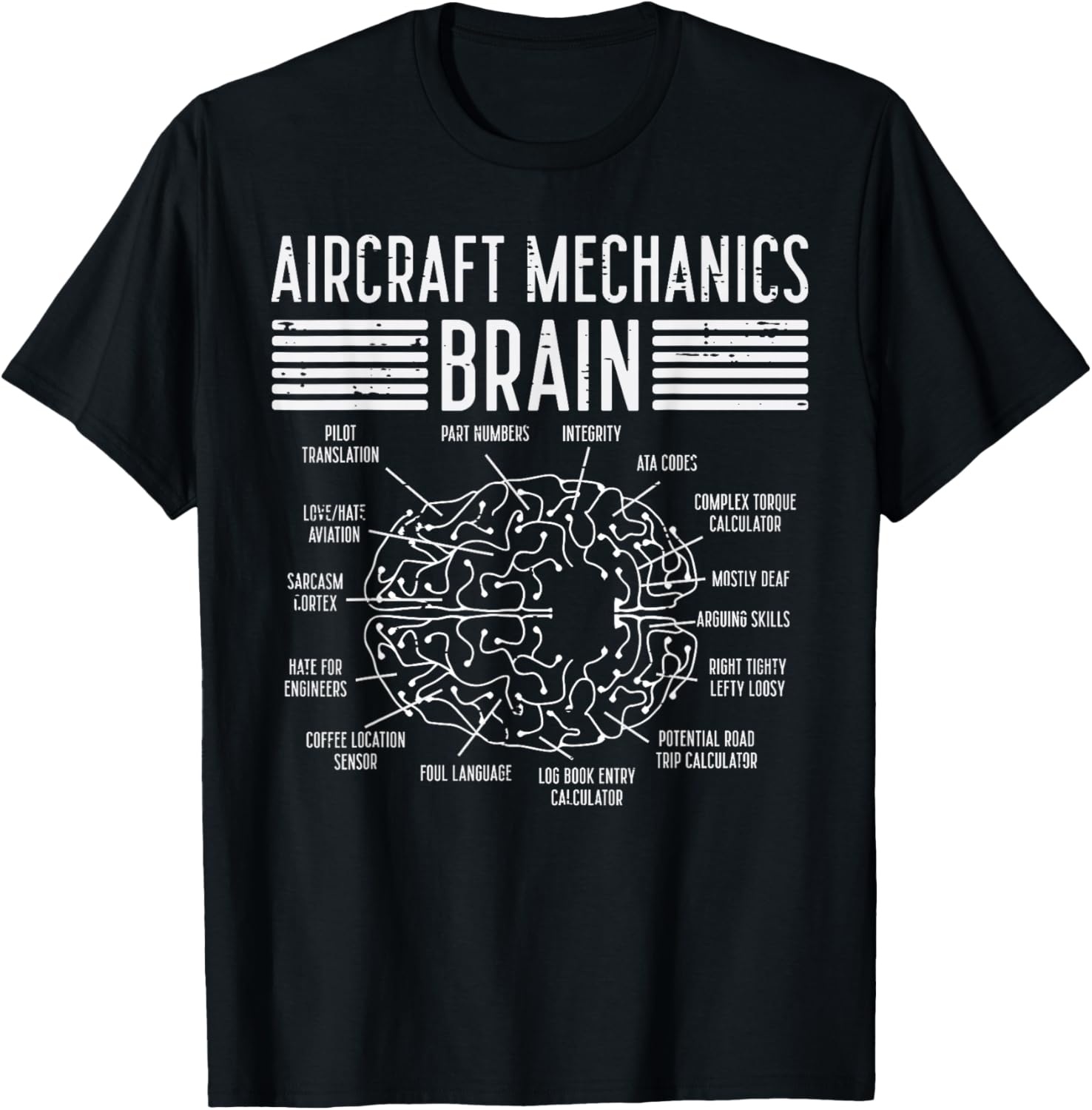 Aircraft Mechanics Brain Fun Airplane Maintenance Men Women T-Shirt