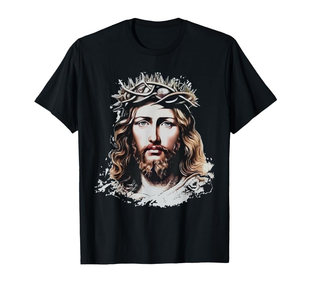 amazon-com-face-of-jesus-christ-crown-of-thorns-catholic-faith-t-shirt-clothing-shoes-jewelry