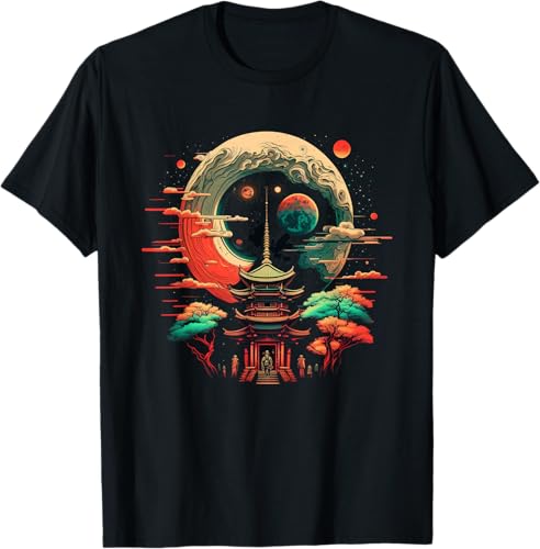 Camiseta japonesa de Japón retro inspirada en Tokio, Negro -