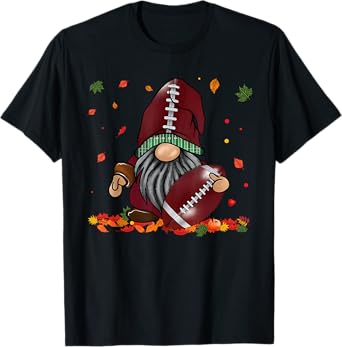 Gnome Football Season Thanksgiving Fall Leaves Autumn T-Shirt