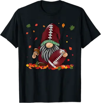 Gnome Football Season Thanksgiving Fall Leaves Autumn T-Shirt