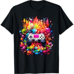 Colorful Video Game Controller Tie Dye Cool Gamer Gaming Tee T-Shirt