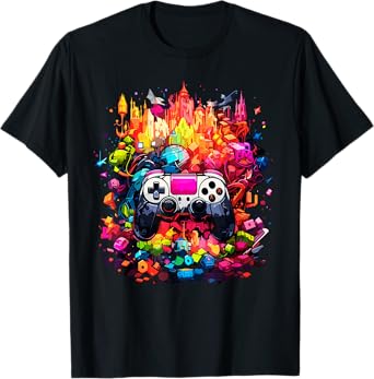 Colorful Video Game Controller Tie Dye Cool Gamer Gaming Tee T-Shirt