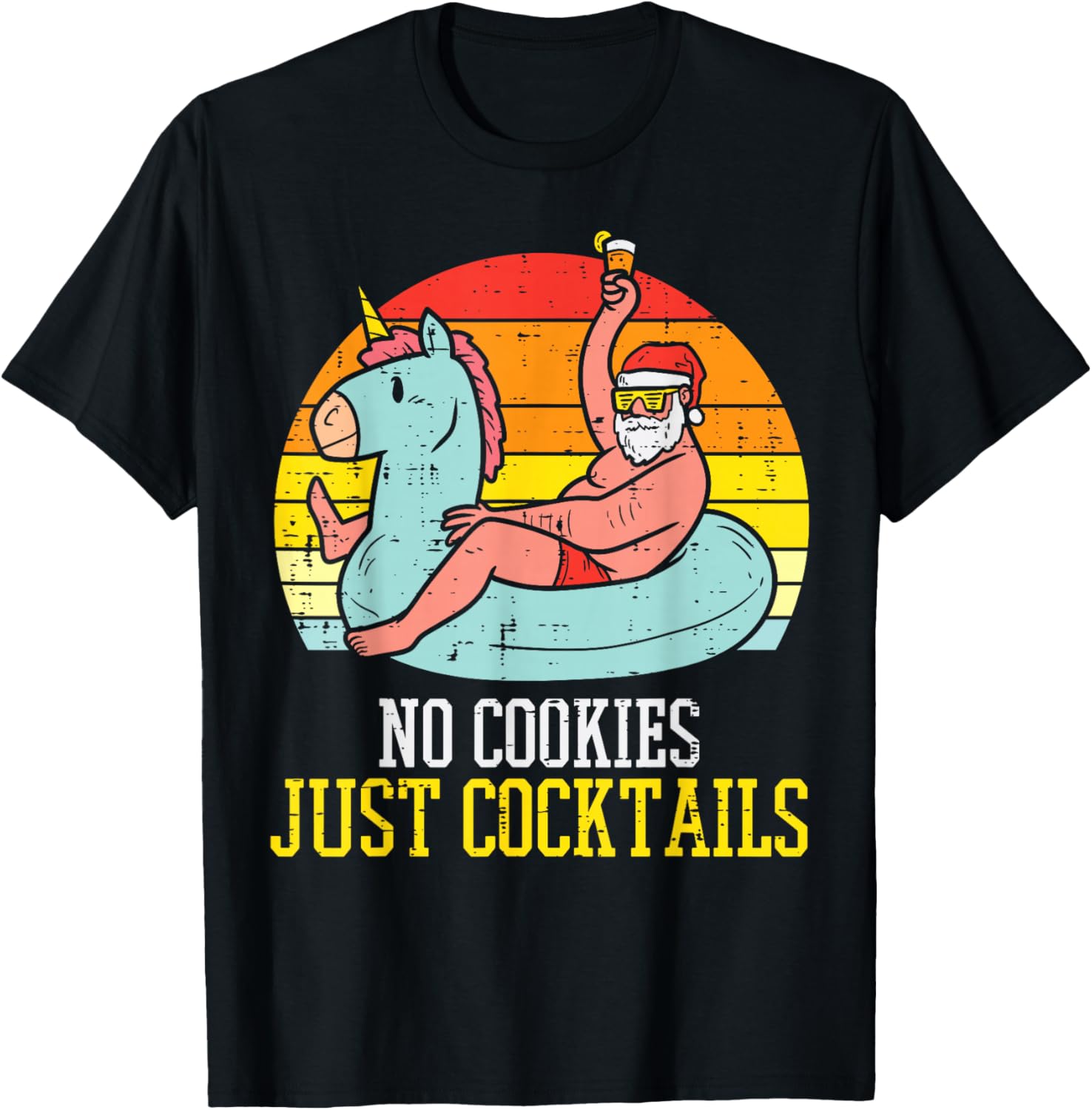 No Cookies Cocktails Santa Summer Christmas In July Xmas T-Shirt
