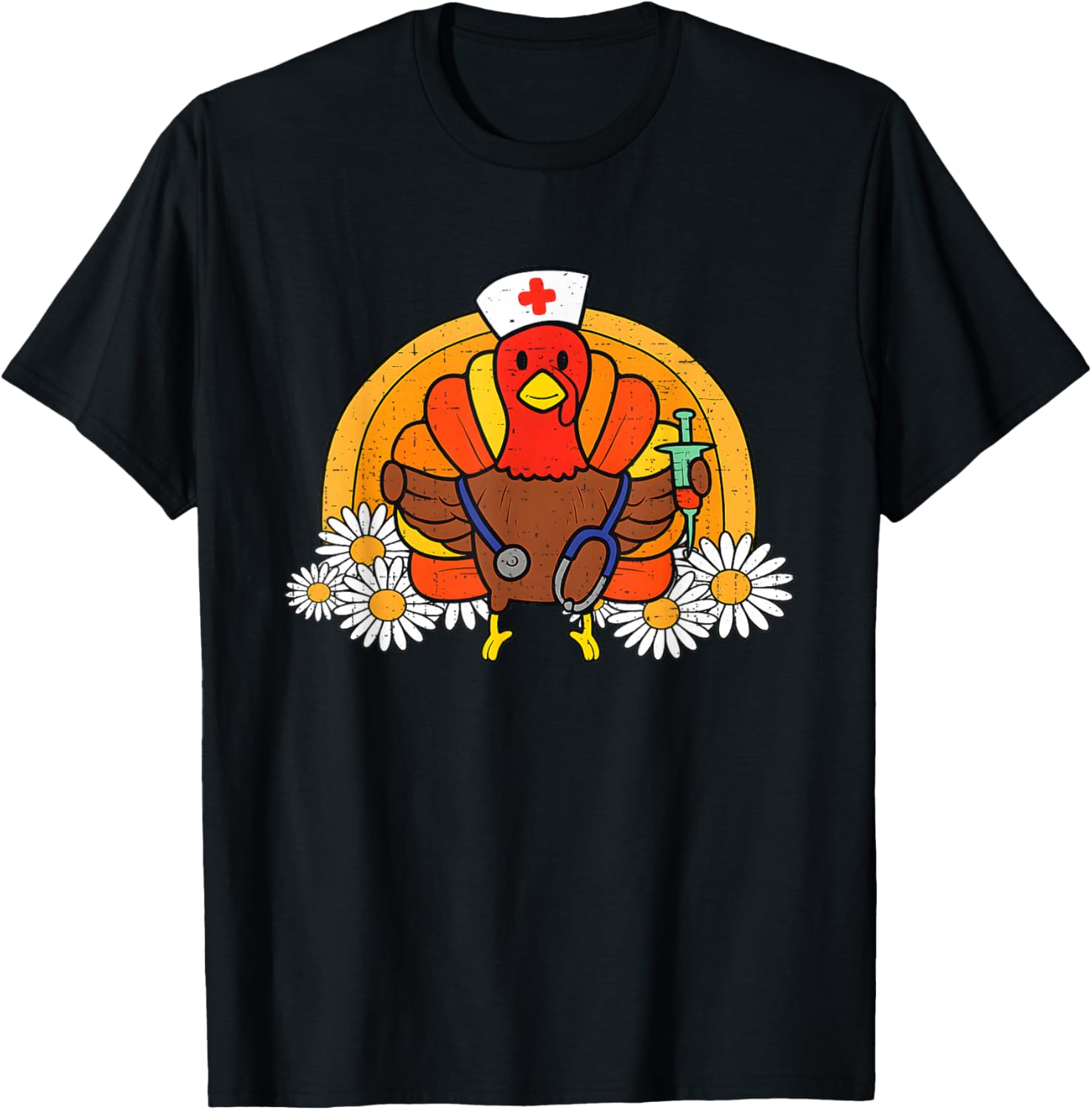 Thanksgiving Scrub Tops Women Fall Turkey Nurse Thanksgiving T-Shirt