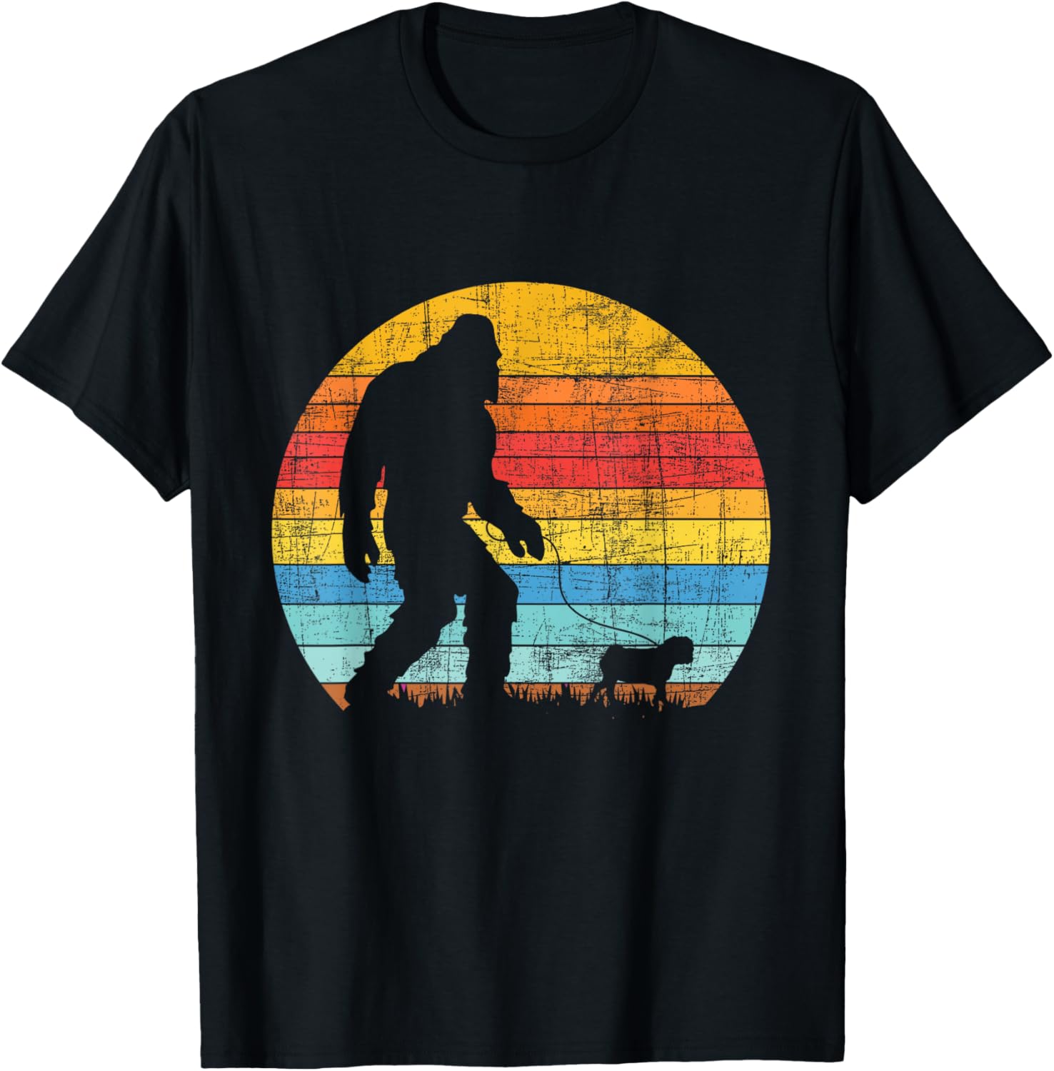 Bigfoot Walking With A Pug - Dog Owner Animal Puppy Trainer T-Shirt