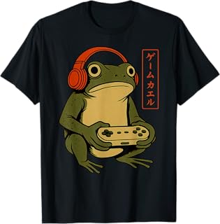 Japanese Gamer Frog Art Men Women Boys Funny Vintage Gaming T-Shirt