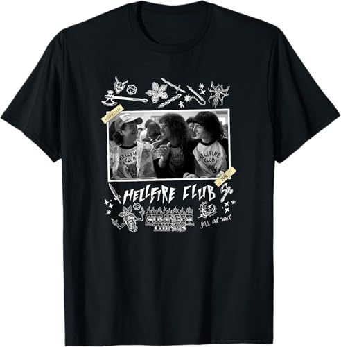 Stranger Things Camiseta con foto de grupo de 4 Hellfire Club Yearbook Negro S