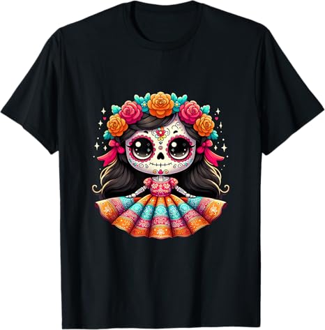 Colorful Mexican Sugar Skull Catrina Girl Fiesta