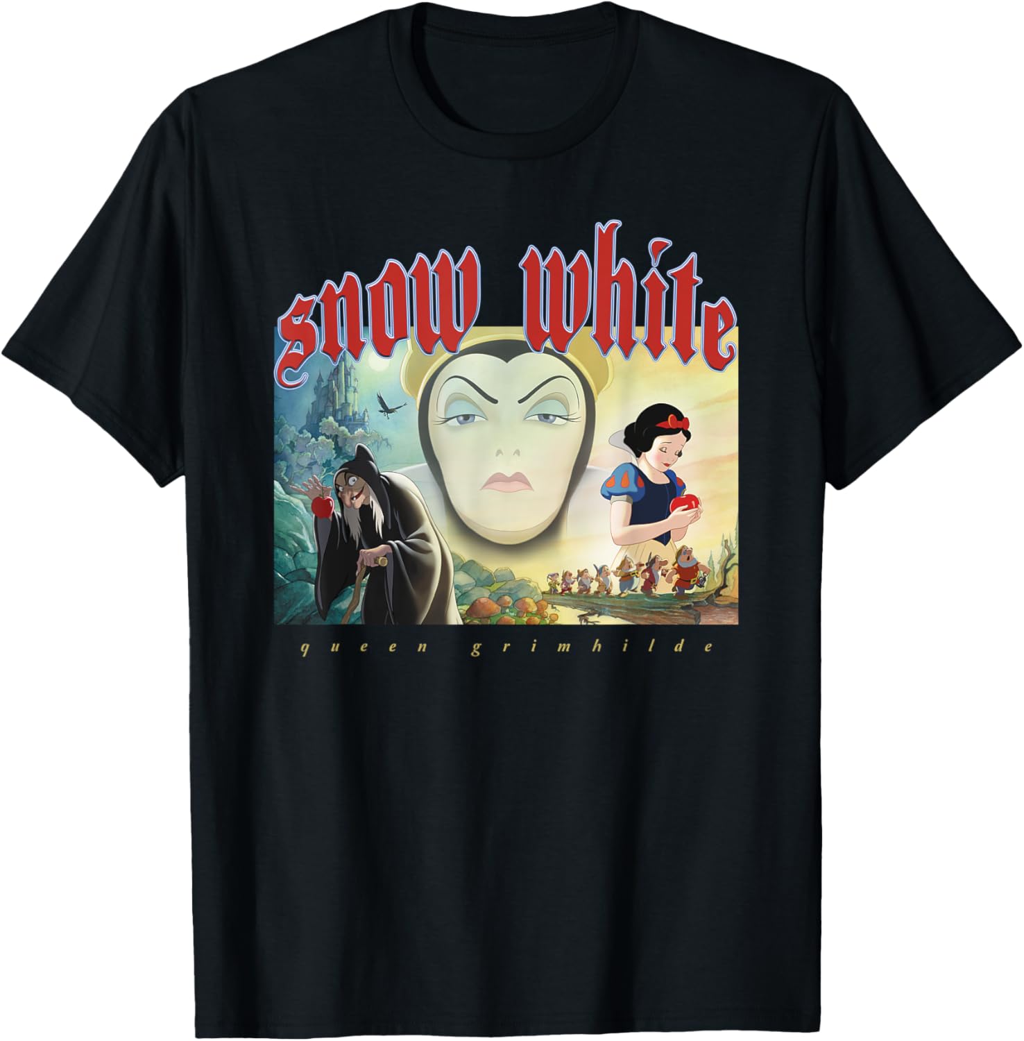 Snow White and Queen Grimhilde T-Shirt, Black, S