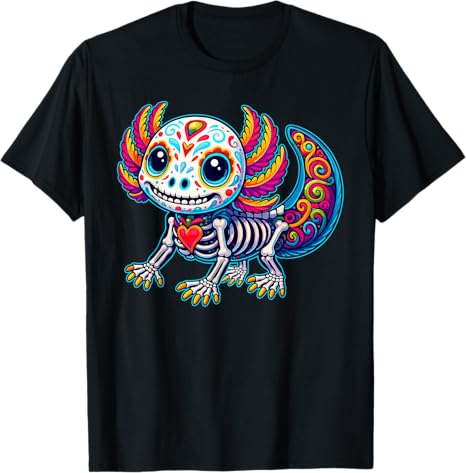 Mab Sugar Skull Axolotl Lovers Day Of The Dead Tee