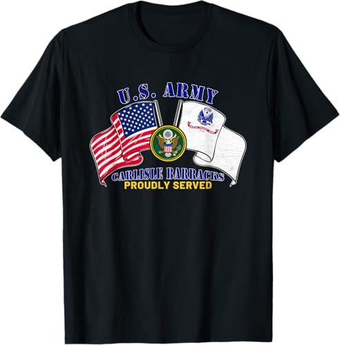 Carlisle Barracks Pennsylvania Pa Army Base Camiseta con bandera estadounidense, Negro -