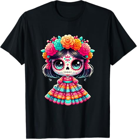 Colorful Mexican Sugar Skull Catrina Girl Fiesta