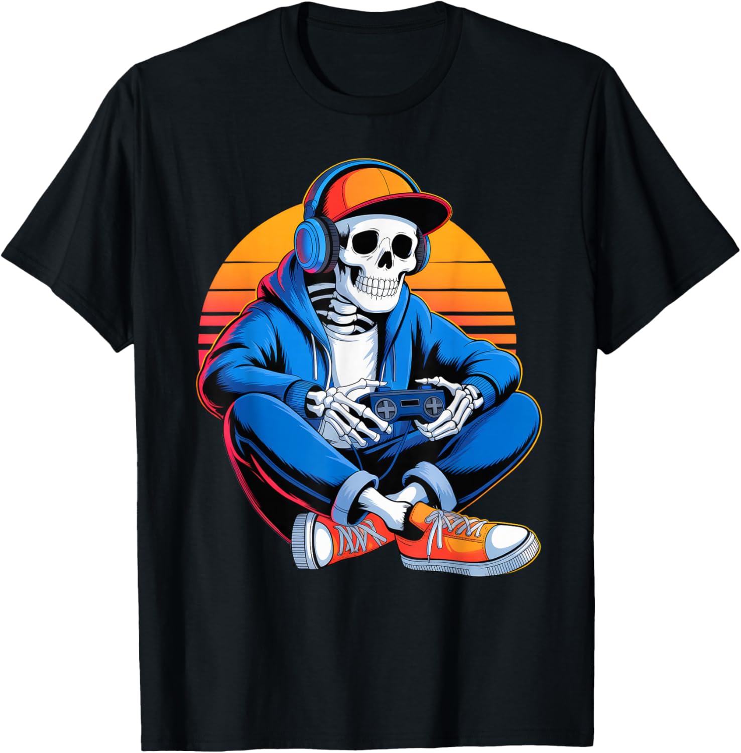Funny Halloween Boys Men Kids Skeleton Video Gaming Gamer T-Shirt