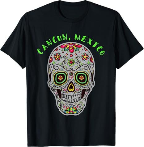 Cancun Mexico Souvenir Sugar Skull T-Shirt