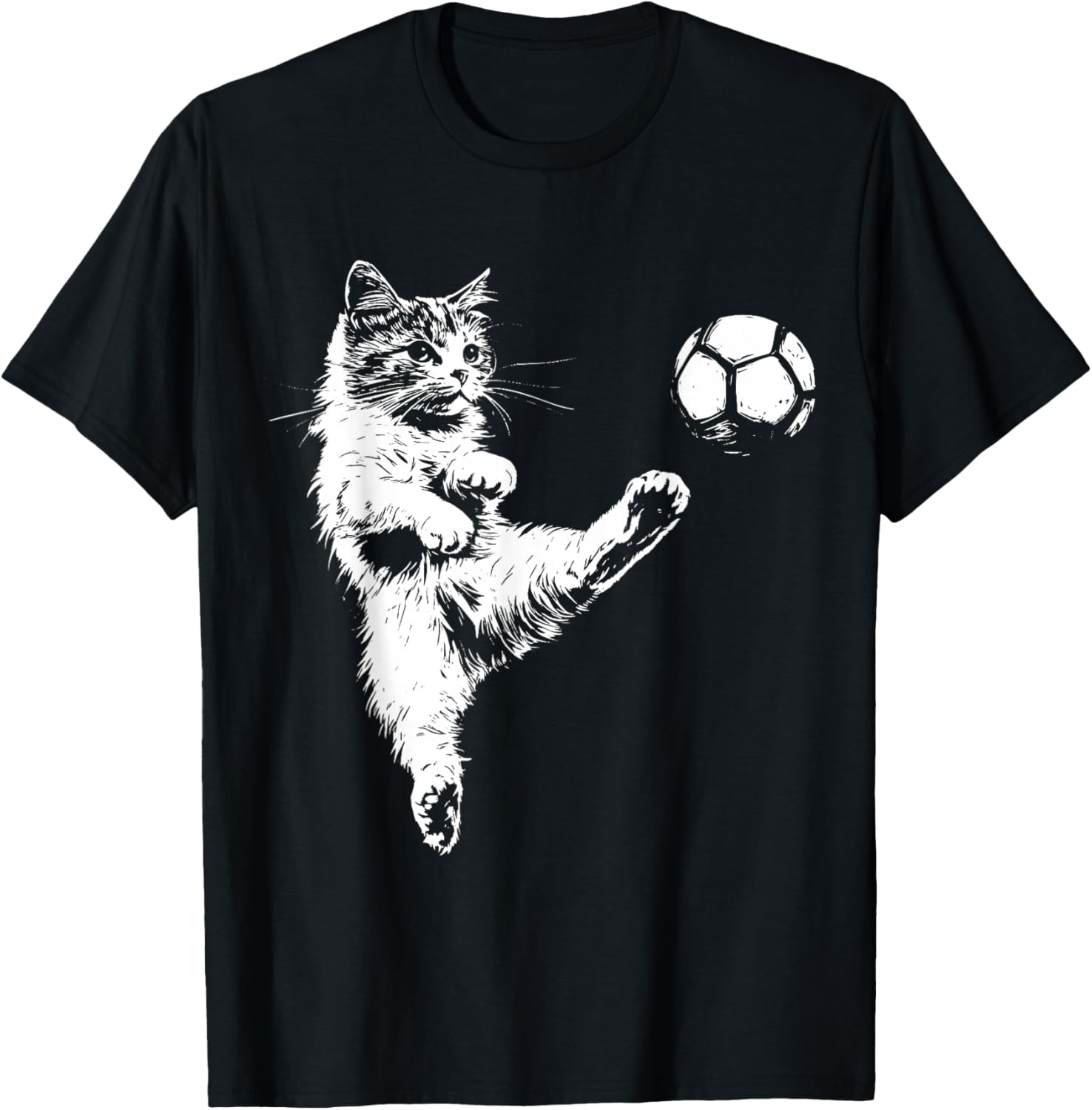 Funny Cat Soccer Ball Graphic Men Women Girls Kids T-Shirt