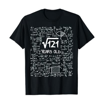 Birthday Design For Physics & Science Lovers 11th Birthday Square Root of 11 T-Shirt - Black, Adult