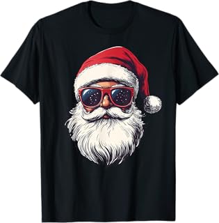 Cool Santa Claus Face Retro Sunglasses Christmas Men Boys T-Shirt
