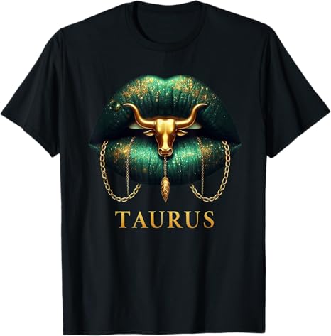 Taurus Zodiac Astrology Emerald Lips Luxury T-Shirt