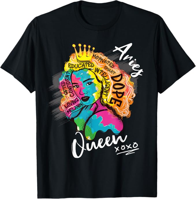 Aries Queen Zodiac Sign for Melanin Women T-Shirt