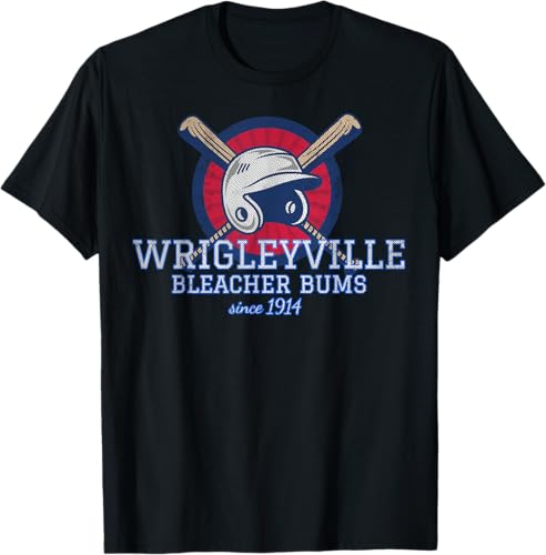 Wrigleyville Bleacher Bums Funny Baseball T-Shirt T-Shirt Black,Navy Blue,Slate Grey,Baby Blue,Dark Heather Grey,Heather Blue,Sapphire