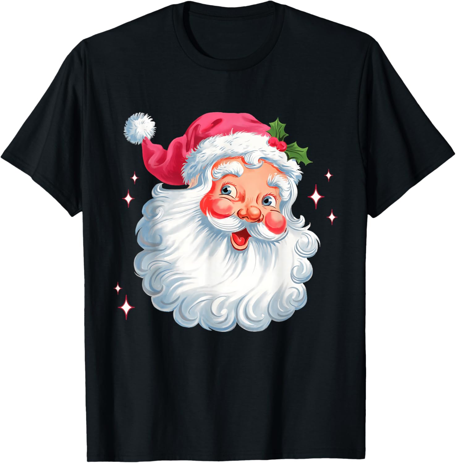 Vintage Pink Santa Claus Pink Christmas Design Men Women Kid T-Shirt
