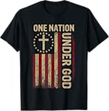 One Nation Under God Flag 4th Of July Patriotic Christian T-Shirt