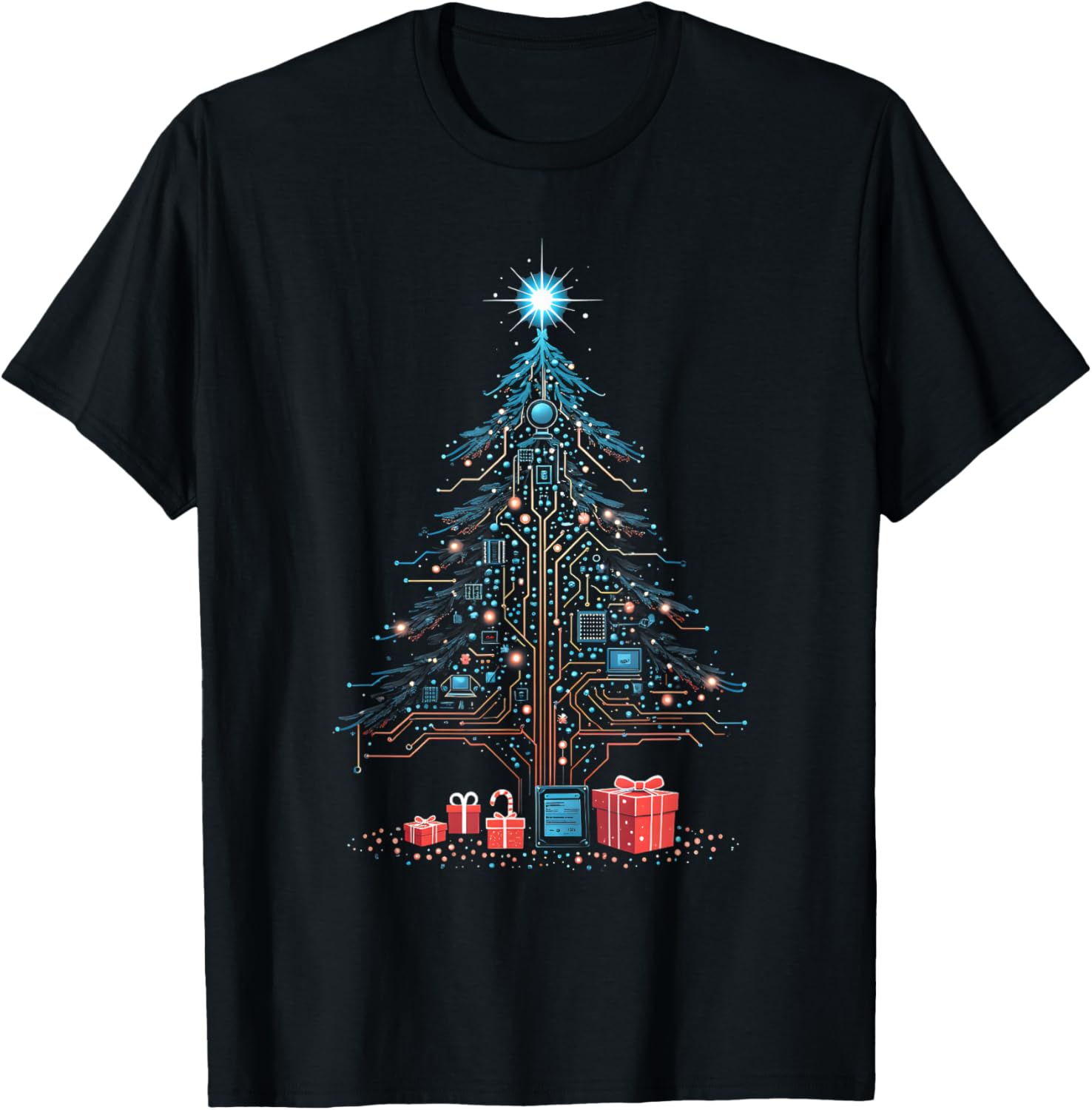 Circuits Christmas Tree Funny Tech Support IT Computer Geeks T-Shirt