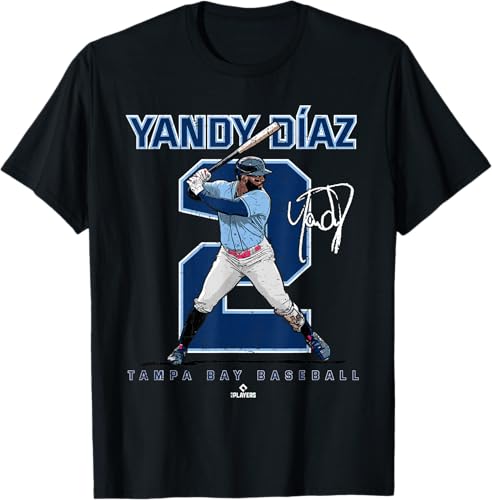 Camiseta Number and Portrait Yandy Diaz Tampa Bay MLBPA, Negro -