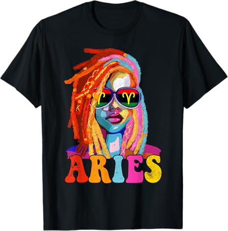 Aries Queen African American Loc'd Women Zodiac Sign T-Shirt
