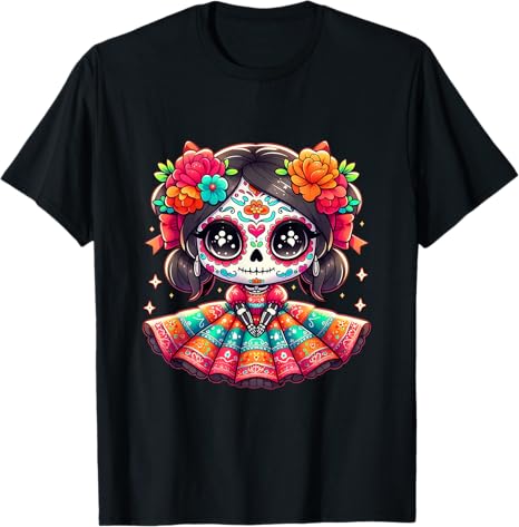 Colorful Mexican Sugar Skull Catrina Girl Fiesta